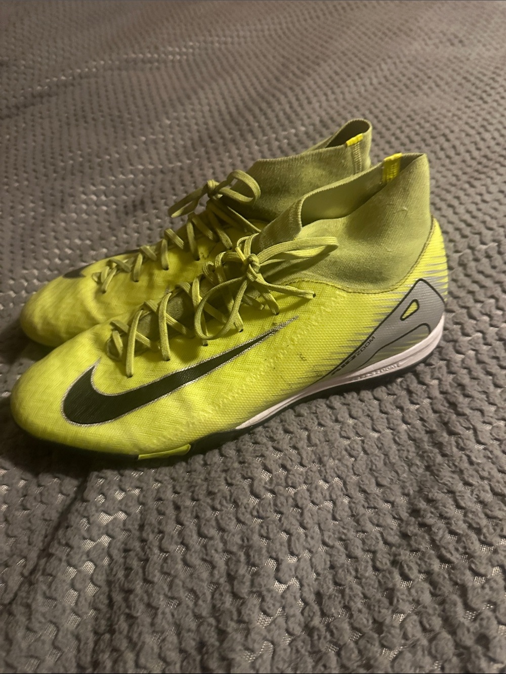 Nike Neon Yellow Indoor Soccer Shoes with Black Swoosh